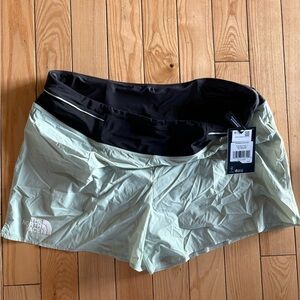 The North Face Women's Sage Green Athletic Shorts with Black Waistband